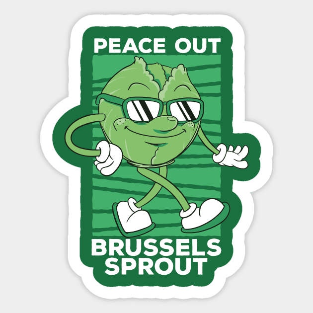 Peace Out Brussels Sprout // Cute Veggie Cartoon Sticker by SLAG_Creative